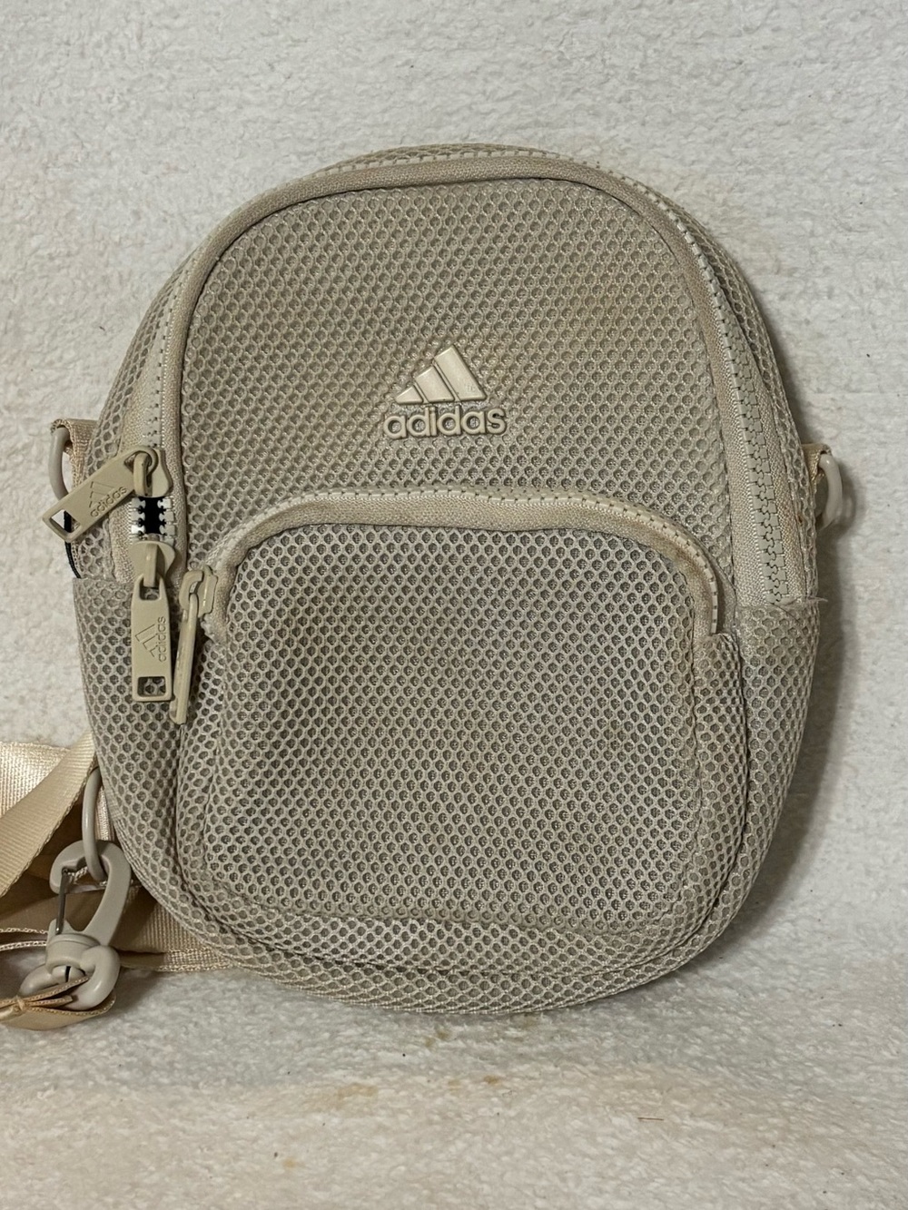 adidas mini Beige Mesh Belt Bag crossbody bag
